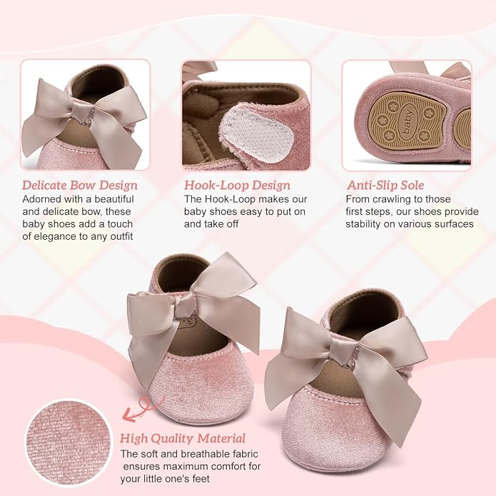 KIDSUN Infant Baby Girls Mary Jane Shoes Non-Slip Rubber Sole Ballet Slippers - Image 5