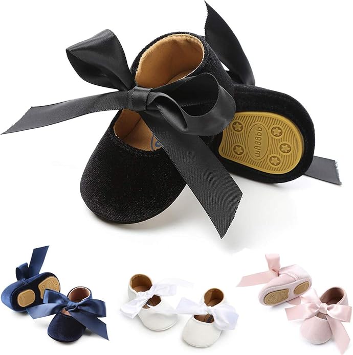 KIDSUN Infant Baby Girls Mary Jane Shoes Non-Slip Rubber Sole Ballet Slippers by KIDSUN