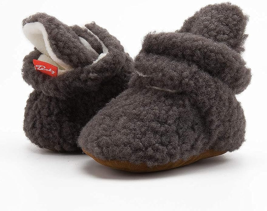 Babelvit Newborn Baby Boy Girl Soft Fleece Booties Stay On Infant Slippers - Image 4