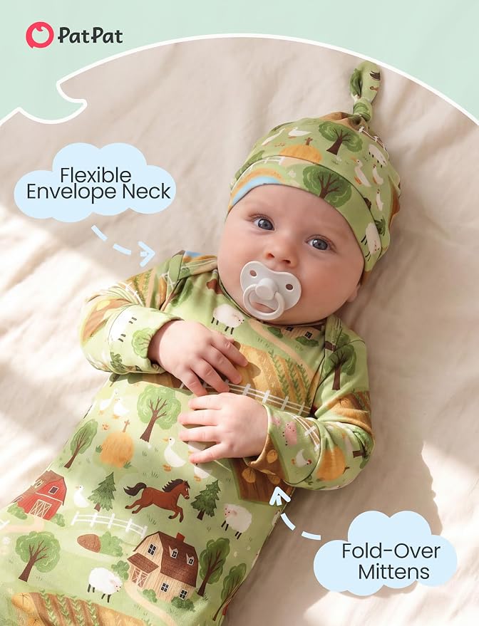 PATPAT Baby Sleeper Gown with Hat - Image 3
