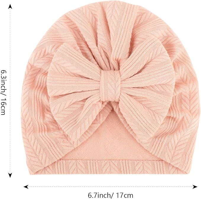 DRESHOW BQUBO 5 Pieces Newborn Baby Turban Hats Bow Baby Infant Beanie - Image 6