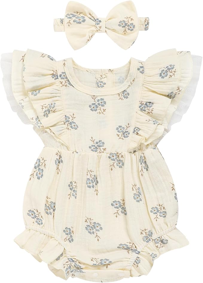 TITKKOP Ruffle Bubble Romper for Baby Girl | One-Piece Shorts Jumpsuit | Summer by TITKKOP