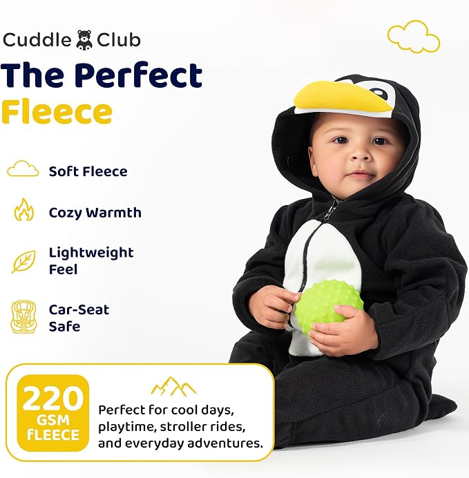 Cuddle Club Fleece Baby Bunting Bodysuit Hoodie, Newborn - Image 4