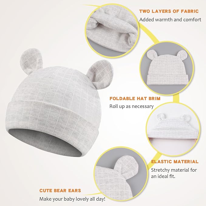 Cotton Newborn Baby Girls Hat Spring Newborn Boys Hat Cute Rabbit Infant Beanie - Image 4