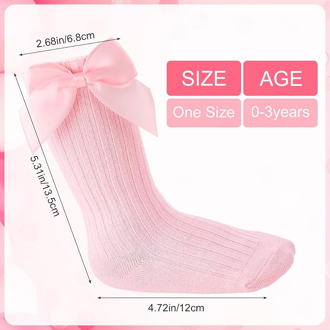 JATEBI Baby Big Bow Headband Knee High Socks Set - Image 3