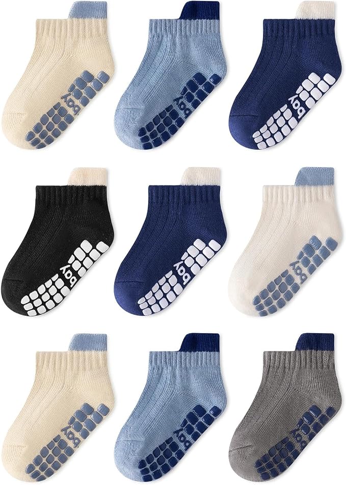 Non-slip Toddler Ankle Cotton Grip Socks Unisex 6M-5T by Bearbay