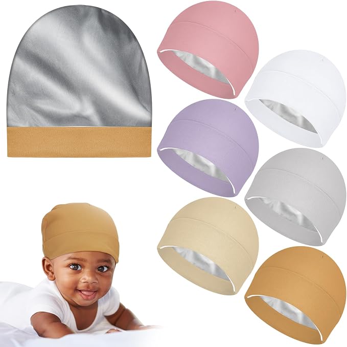 6 Pack Satin Lined Baby Beanie Newborn by Cotwinter