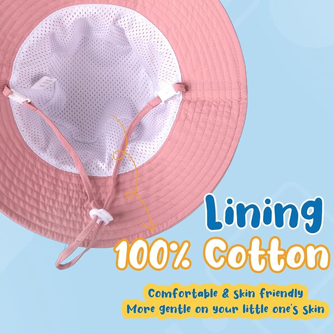 Baby Sun Hat Kids Summer Sun Protection Toddler Bucket Hat Wide Brim Adjustable - Image 4