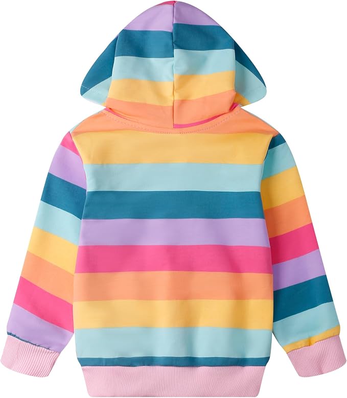 Baby Girl Zip-up Jacket Rainbow Unicorn Cotton Hoodie Sweatshirt Toddler Fall - Image 5