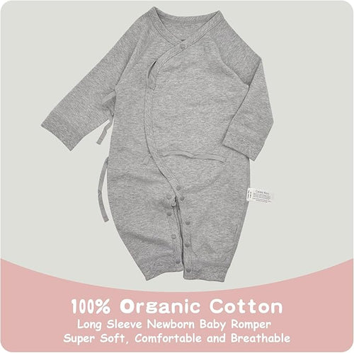 100% Organic Cotton Soft 0-6 Months Unisex Footless Newborn Baby Sleepers Pajamas Romper Boys Girls Long Sleeve
