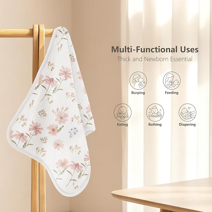 Susurration Muslin Burp Cloths, Soft Baby Burping Cloths - Image 3
