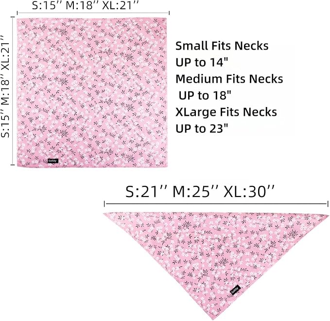 XLarge Summer Spring Dog Bandana-4PCS Pink Green Orange Floral Scarf - Image 2
