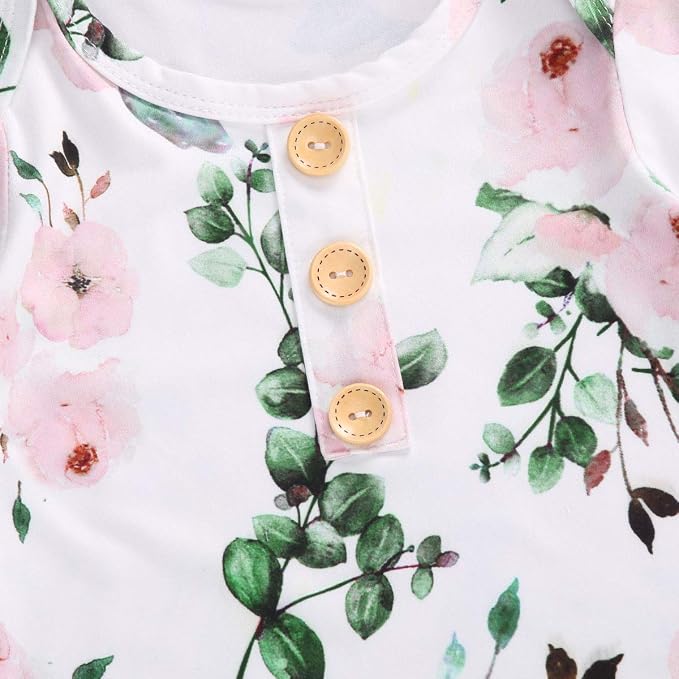 Newborn Baby Girl Floral Sleep Gown Headband Sleepwear Outfit - Image 4