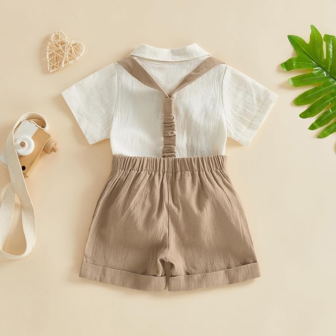 PUHHAPIEY Baby Boy Gentleman Wedding Outfit Dress Romper Suspender Pants | 0 3 - Image 4