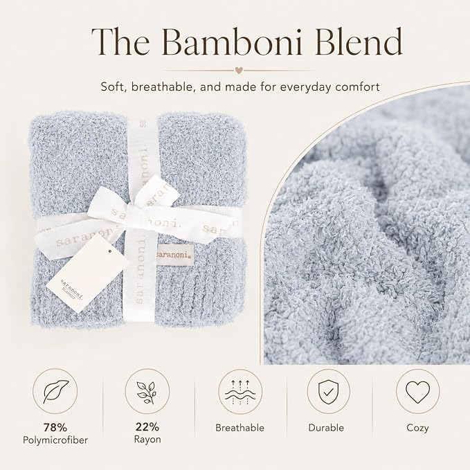 Saranoni Bamboni Baby Blanket Breathable Bamboo Soft Security Sky Blue Mini | - Image 4