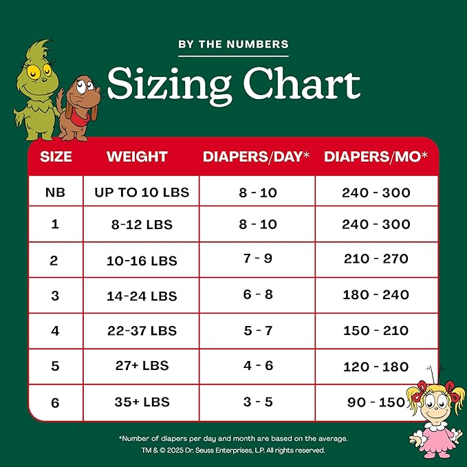 Hello Bello Dr. Seuss Baby Grinch Premium Diapers, Size 4 (22-37 lbs), 58ct Plus Bonus Wipes: Softness & Protection for Sensitive Skin