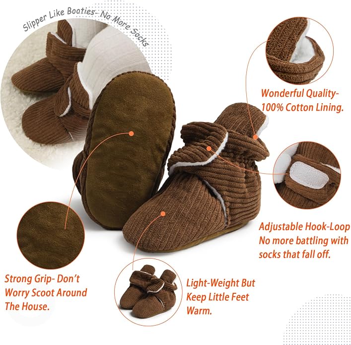 Sawimlgy Newborn Infant Baby Girl Boy Cotton Booties Stay On Sock Slippers Soft - Image 5