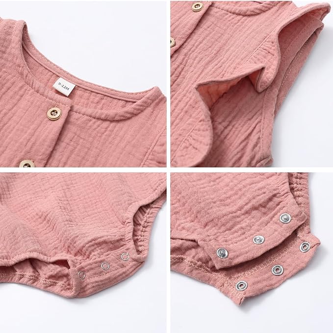 Baby Girl Bubble Romper Muslin Cotton Newborn Summer Clothes, 0-18M | Baby - Image 4