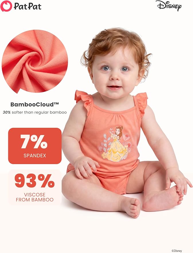 Disney Baby Girls Viscose Made from Bamboo 2 Packs Breathable Bodysuit - Image 3