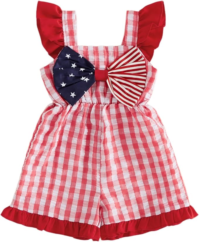 Little Girl Romper Toddler Overalls Summer Bow Jumpsuit Boho Outfit 6M-5T by Nibbcoa