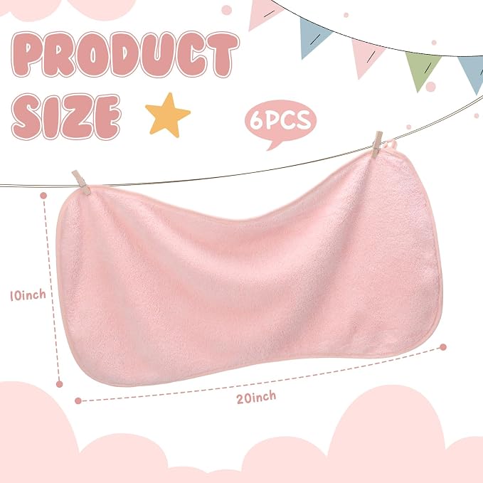 Hahafelt 6 Pack Pink Baby Burp Cloths - Image 2