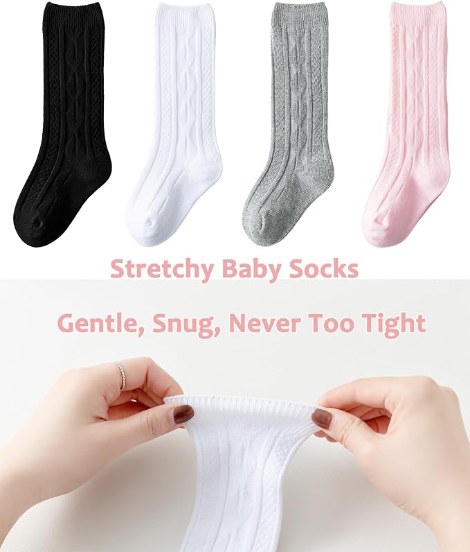 Baby Knee High Socks Soft Seamless Cotton Long Stockings - Image 7