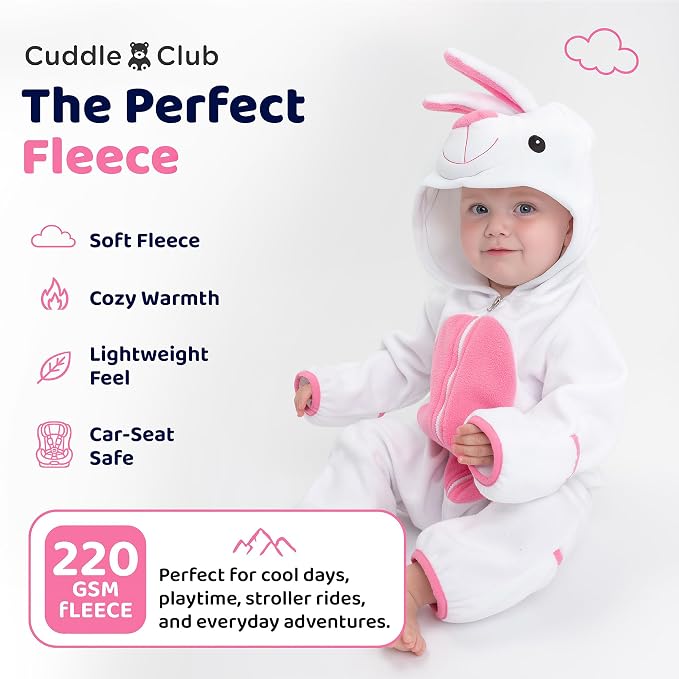 Cuddle Club Fleece Baby Bunting Bodysuit Hoodie, Newborn - Image 4