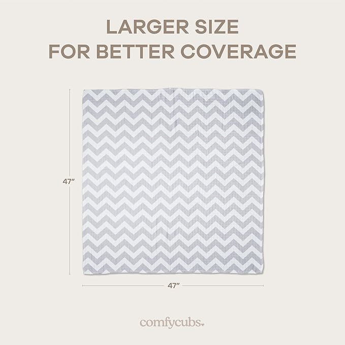Comfy Cubs Muslin Swaddle Blankets Pack of 4, 47 x 47 Inches, Soft Cotton Baby - Image 4