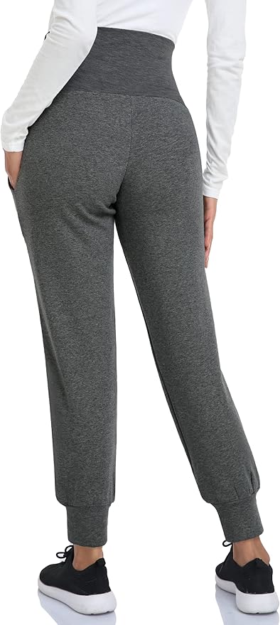 AMPOSH Women's Maternity Pants Stretchy Lounge Workout Pants Casual Loose Comfy Pregnancy Joggers with Pockets