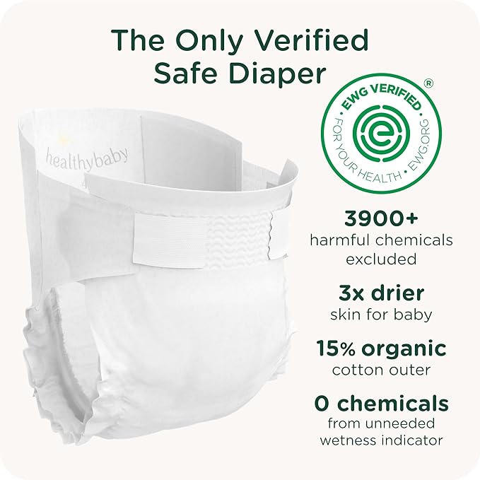 Our Diapers | EWG Verified Safe & Plant-Based Diapers | Leak Protection | Soft Organic Cotton Shell | Chlorine-Free Diaper for Sensitive Skin | Size Newborn (<10 lbs) 192 Count