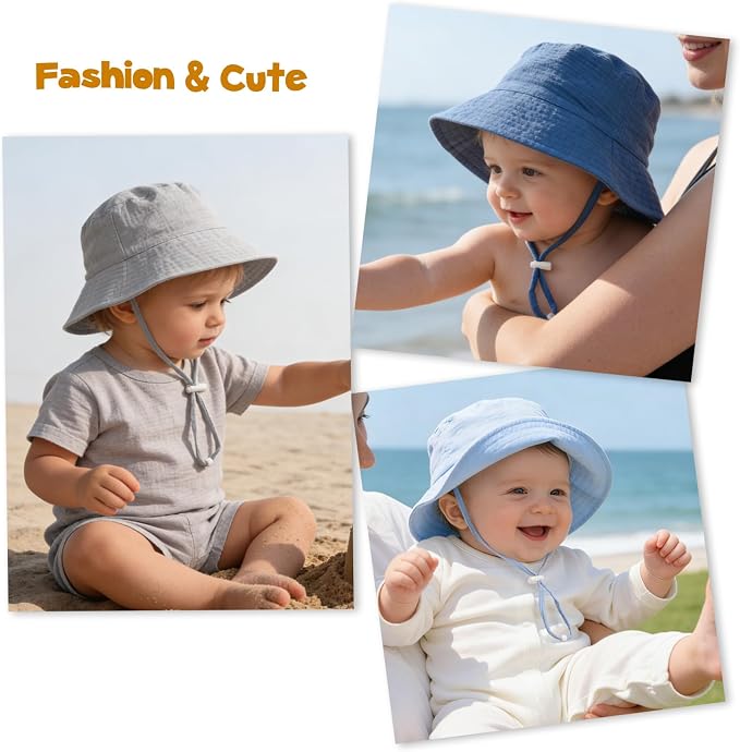 Baby Sun Hat Infant Toddler Summer Cotton Yarn Bucket Hat - Image 7