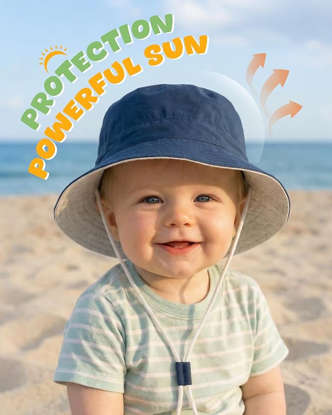 Baby Sun Hat for Toddler Kids Bamboo Rayon Bucket Hat Summer Beach Sun - Image 2