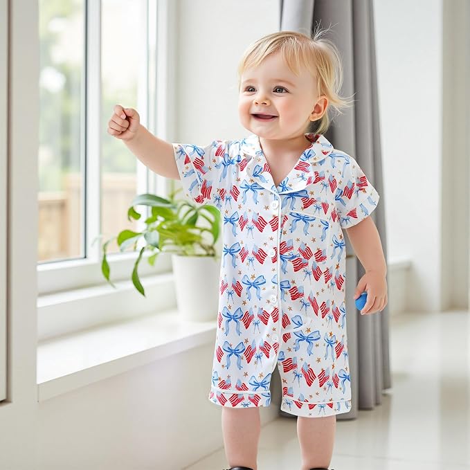 Balaflyie Newborn Summer Pajamas Baby Boy Girl Button Down Romper Cute Infant - Image 3