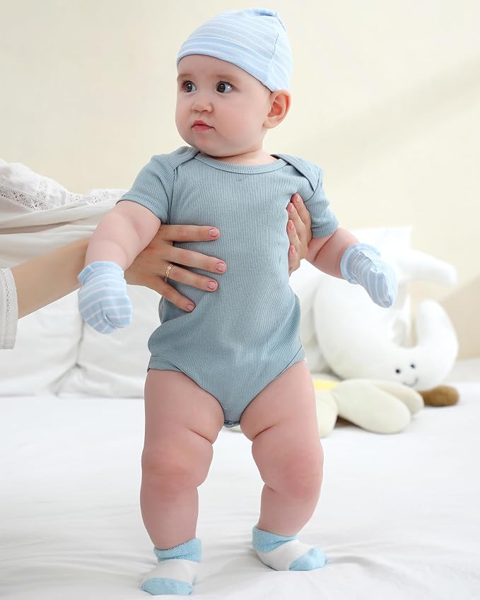 Baby Bodysuits Ribbed Mix Summer Newborn Boy Girl Clothes 5-pack | Multiple - Image 4