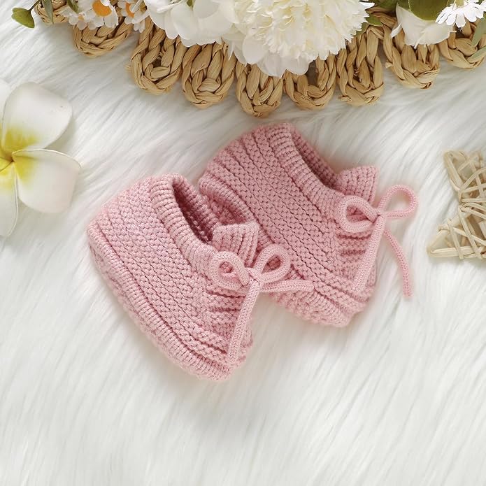 Neiwech Baby Booties Newborn Cozy Soft Warm Knitted Crib Shoes - Image 5