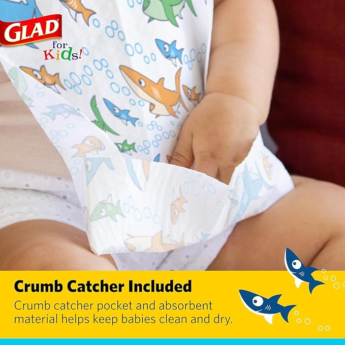 Glad for Kids Disposable Paper Bibs & Crumb Catcher, 30 Ct, 24-Pk | Absorbent - Image 3