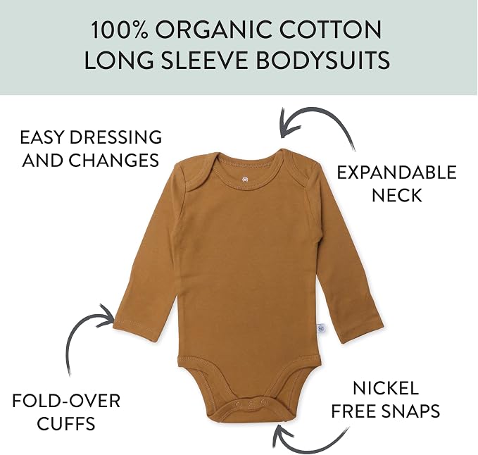 HonestBaby baby-girls 5-pack Long Sleeve Bodysuits One Piece 100% Organic Cotton - Image 2