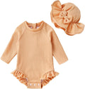 YOUNGER TREE Infant Baby Girls Swimsuit Long Sleeve Swimsuits One Piece Swimsuit Solid Color Bathing Suit with Hat, UPF 50+