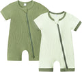 Bafeicao Unisex Baby Boy Girl 2/3 Pack Rompers Short Sleeve | 2 Way Zipper by Bafeicao