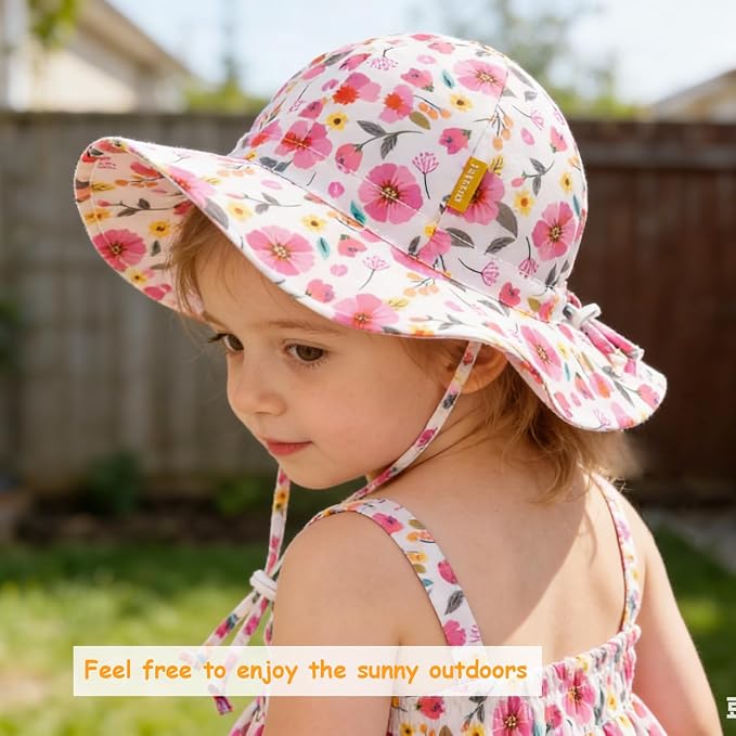 Baby Girl Sun Hat with UPF 50+ Outdoor Adjustable Toddler Beach Hat with Wide - Image 2