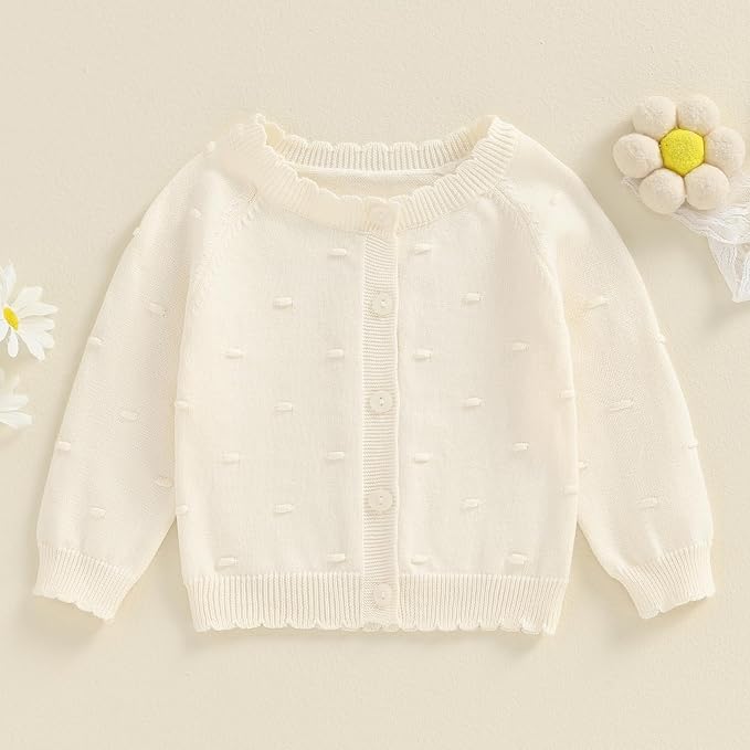 Baby Girl Cardigan Long Sleeve Button Up Sweater Toddler Girl Fall Outfits - Image 2