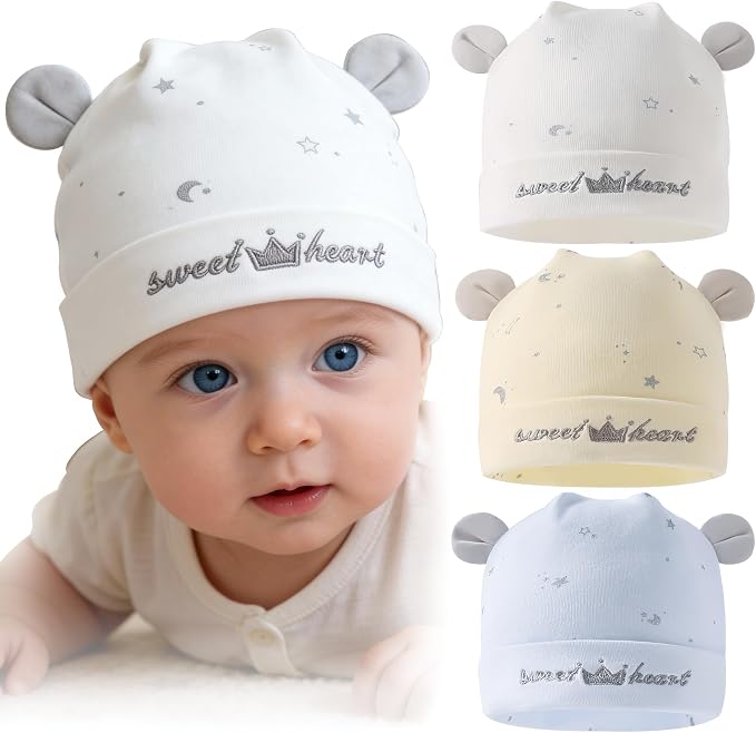 3 Pack Newborn Hats Infant Beanies by Unknown