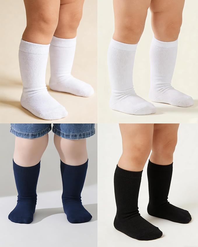Baby Knee High Socks Toddler Seamless Cotton Non Slip Long Socks 3/5 Pairs - Image 3