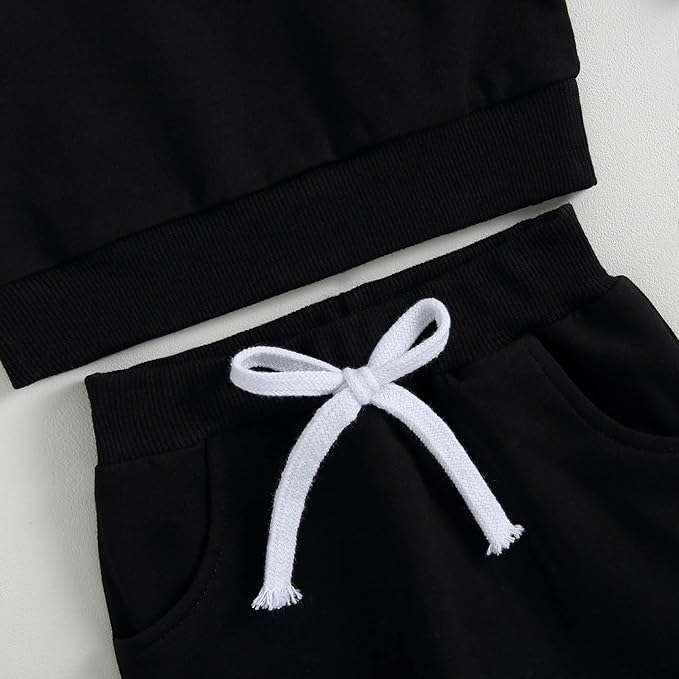 Toddler Baby Boy Fall Clothes Waffle Contrast Color Sweatshirt Pants Sets Infant Winter Outfits 6 12 18 24 Months