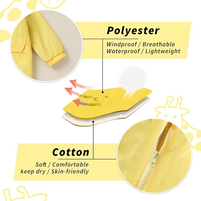 YOUNGER TREE Toddler Baby Boy Girl Duck Raincoat Cute Cartoon Hoodie Zipper - Image 5