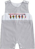 Newborn Baby Boys Sleeveless Seersucker Romper One Piece Straps Overalls by Arvbitana