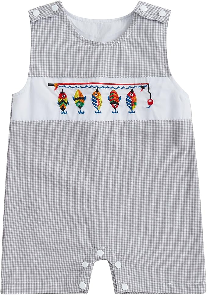 Newborn Baby Boys Sleeveless Seersucker Romper One Piece Straps Overalls by Arvbitana