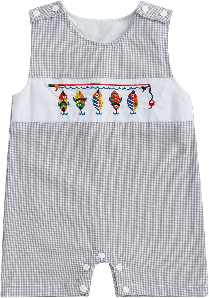Newborn Baby Boys Sleeveless Seersucker Romper One Piece Straps Overalls by Arvbitana