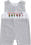 Newborn Baby Boys Sleeveless Seersucker Romper One Piece Straps Overalls by Arvbitana
