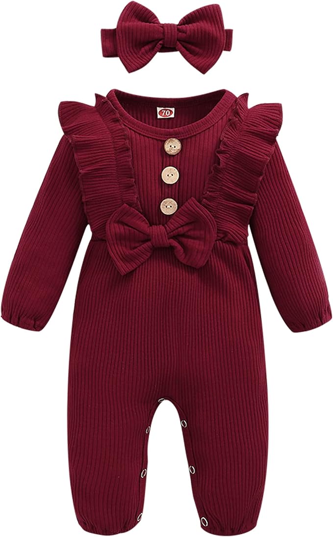 Mioglrie Newborn Baby Girl Clothes 1 Piece Infant Fall Winter Romper Outfit | by Mioglrie